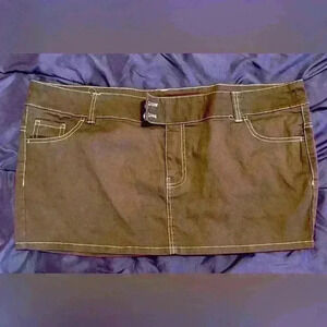 Divided brown denim mini skirt  size 18 NWT